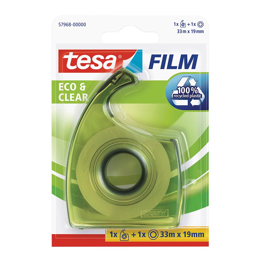 Banda adeziva Tesa Ecologo transparenta, 19 mm x 33 m, cu dispenser EasyCut Banda adeziva Tesa Ecologo transparenta, 19 mm x 33 m, cu dispenser EasyCut